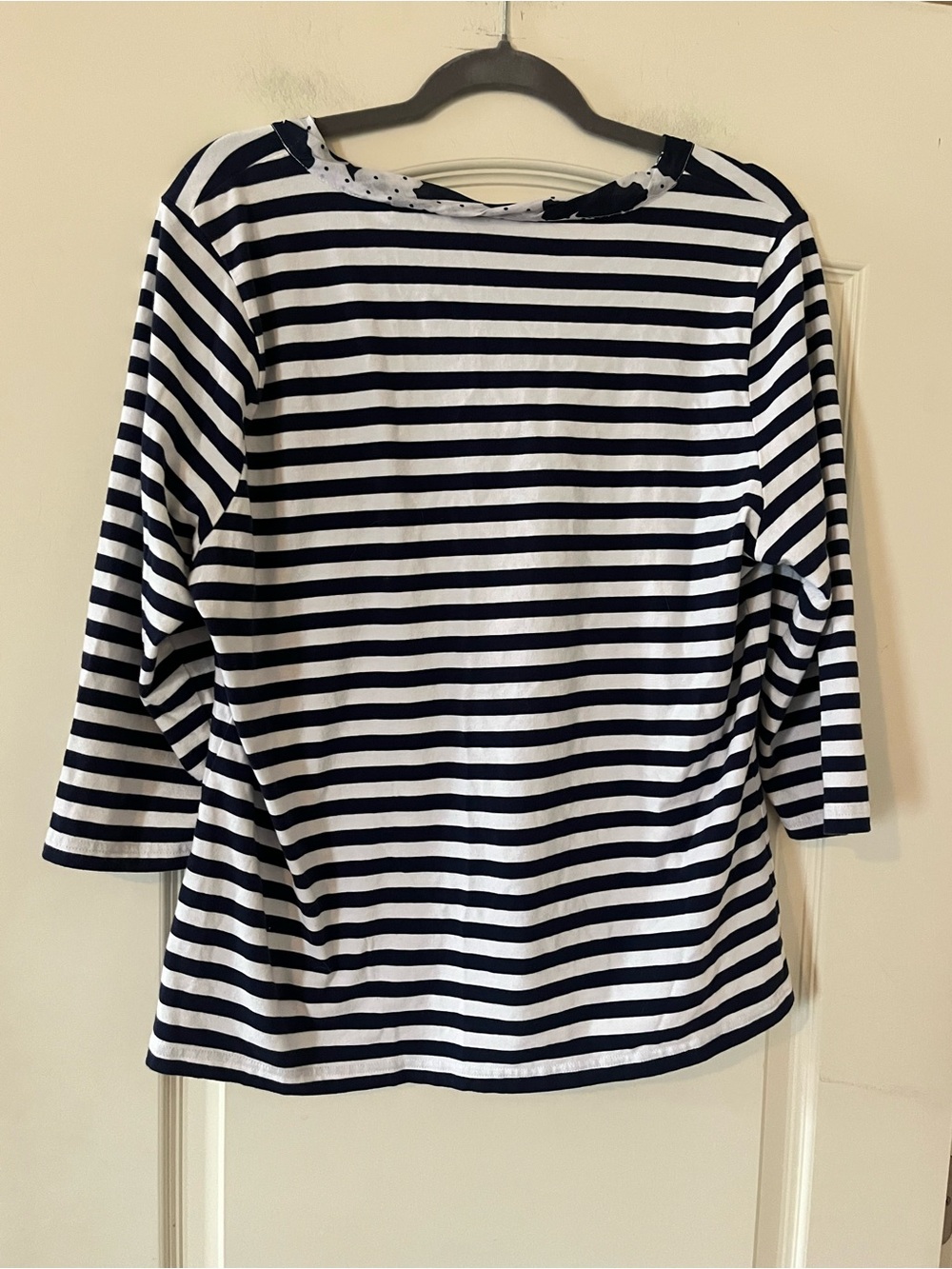 Coldwater Creek Striped Boatneck Cotton Women’s Top in Navy and White Size L